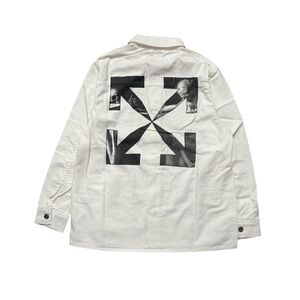 New Off-White White Carvaggio Arrow Denim Overshirt Mens Sise Small